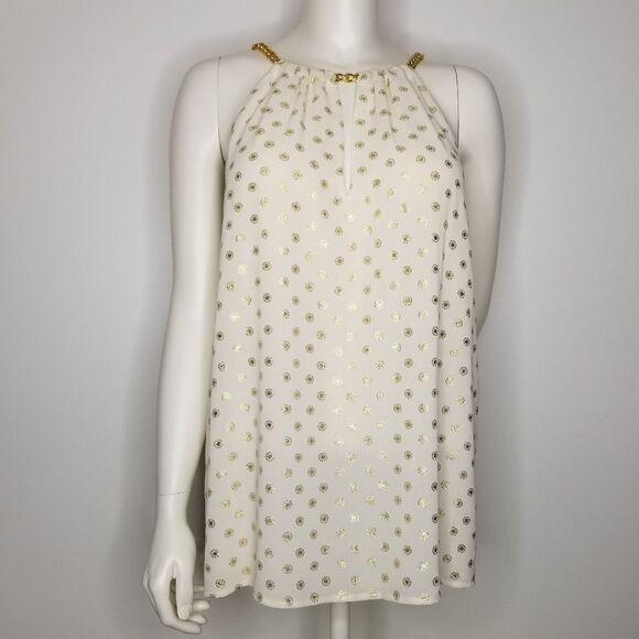 Michael Kors Metallic Gold Sleeveless Chain Top Medium - Picture 15 of 15